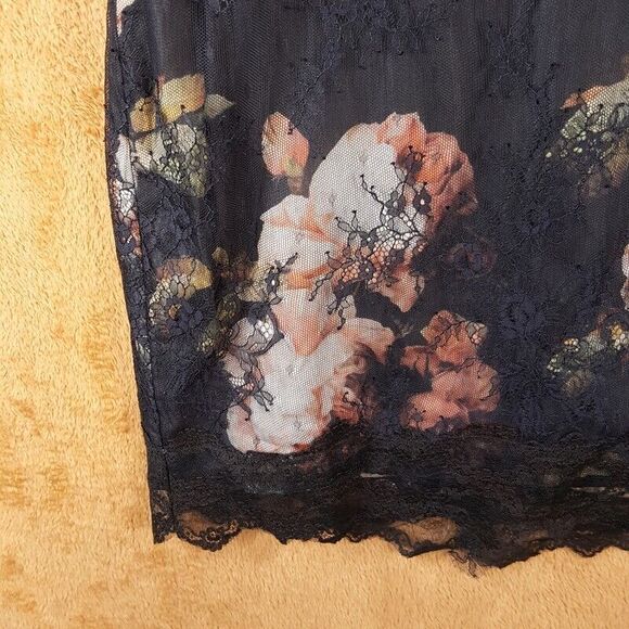 MARCHESA NOTTE Womens Sheath Dress Small Black Strapless Floral Lace Beaded Silk - Picture 5 of 13